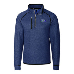 Seattle Seahawks Cutter & Buck Throwback Logo Mainsail Sweater-Knit Half-Zip Pullover Jacket Heather Royal | NFL