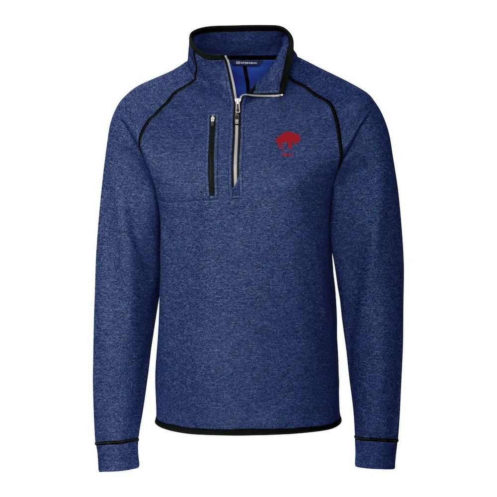 Buffalo Bills Cutter & Buck Throwback Logo Mainsail Sweater-Knit Half-Zip Pullover Jacket Heather Royal | NFL