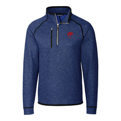 Buffalo Bills Cutter & Buck Throwback Logo Mainsail Sweater-Knit Half-Zip Pullover Jacket Heather Royal | NFL