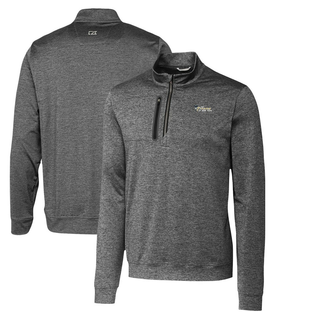 New York Jets Cutter & Buck Stealth Heathered Throwback Logo Quarter-Zip Pullover Top Steel | NFL