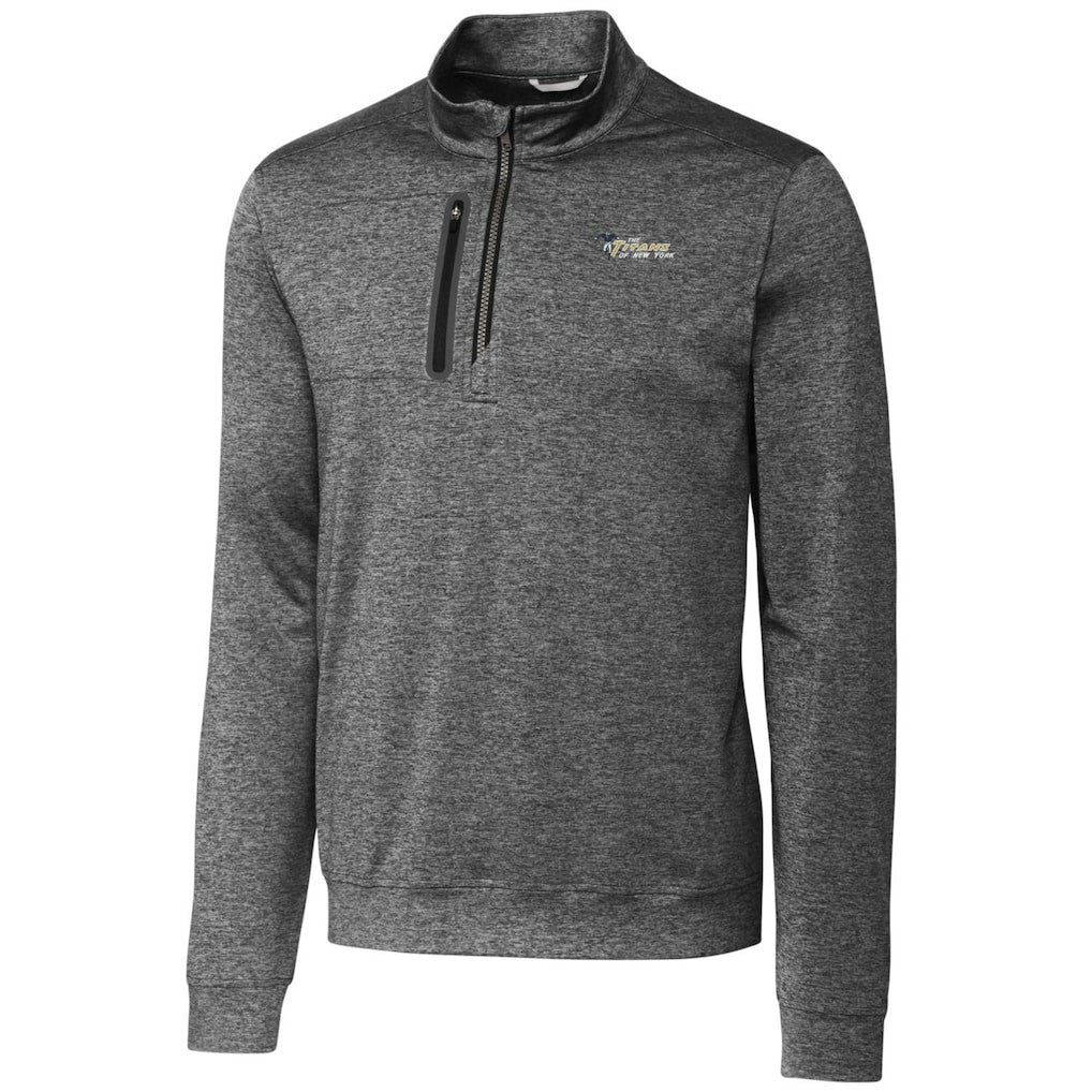 New York Jets Cutter & Buck Stealth Heathered Throwback Logo Quarter-Zip Pullover Top Steel | NFL