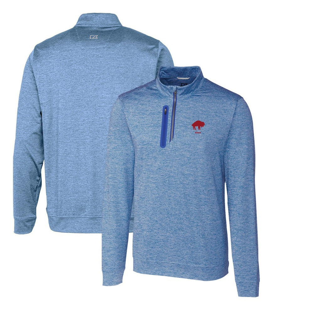 Buffalo Bills Cutter & Buck Stealth Heathered Throwback Logo Quarter-Zip Pullover Top Royal | NFL