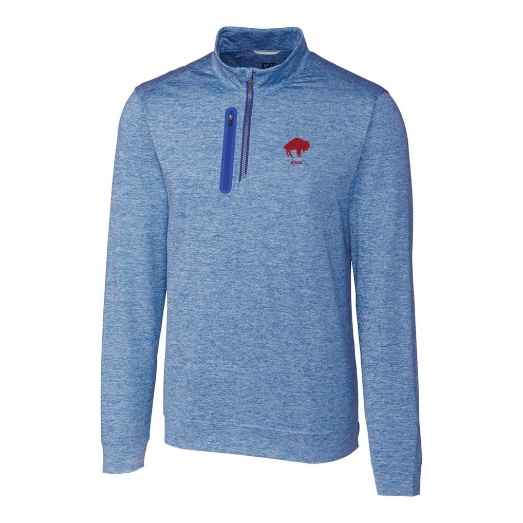 Buffalo Bills Cutter & Buck Stealth Heathered Throwback Logo Quarter-Zip Pullover Top Royal | NFL