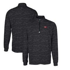 San Francisco 49ers Cutter & Buck Throwback Logo Traverse Camo Print Stretch Quarter-Zip Pullover Top Black | NFL