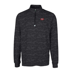 San Francisco 49ers Cutter & Buck Throwback Logo Traverse Camo Print Stretch Quarter-Zip Pullover Top Black | NFL