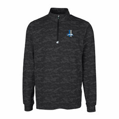 Detroit Lions Cutter & Buck Throwback Logo Traverse Camo Print Stretch Quarter-Zip Pullover Top Black | NFL