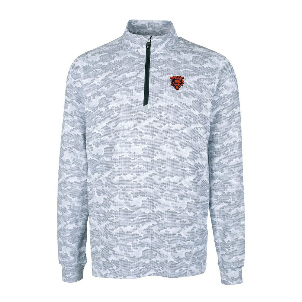 Chicago Bears Cutter & Buck Throwback Logo Traverse Camo Print Stretch Quarter-Zip Pullover Top Charcoal | NFL