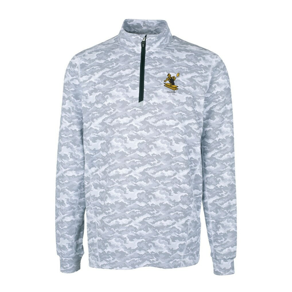 Pittsburgh Steelers Cutter & Buck Throwback Logo Traverse Camo Print Stretch Quarter-Zip Pullover Top Charcoal | NFL