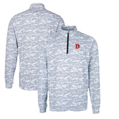 Denver Broncos Cutter & Buck Throwback Logo Traverse Camo Print Stretch Quarter-Zip Pullover Top Charcoal | NFL