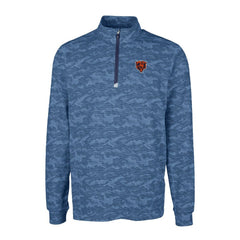 Chicago Bears Cutter & Buck Throwback Logo Traverse Camo Print Stretch Quarter-Zip Pullover Top Navy | NFL