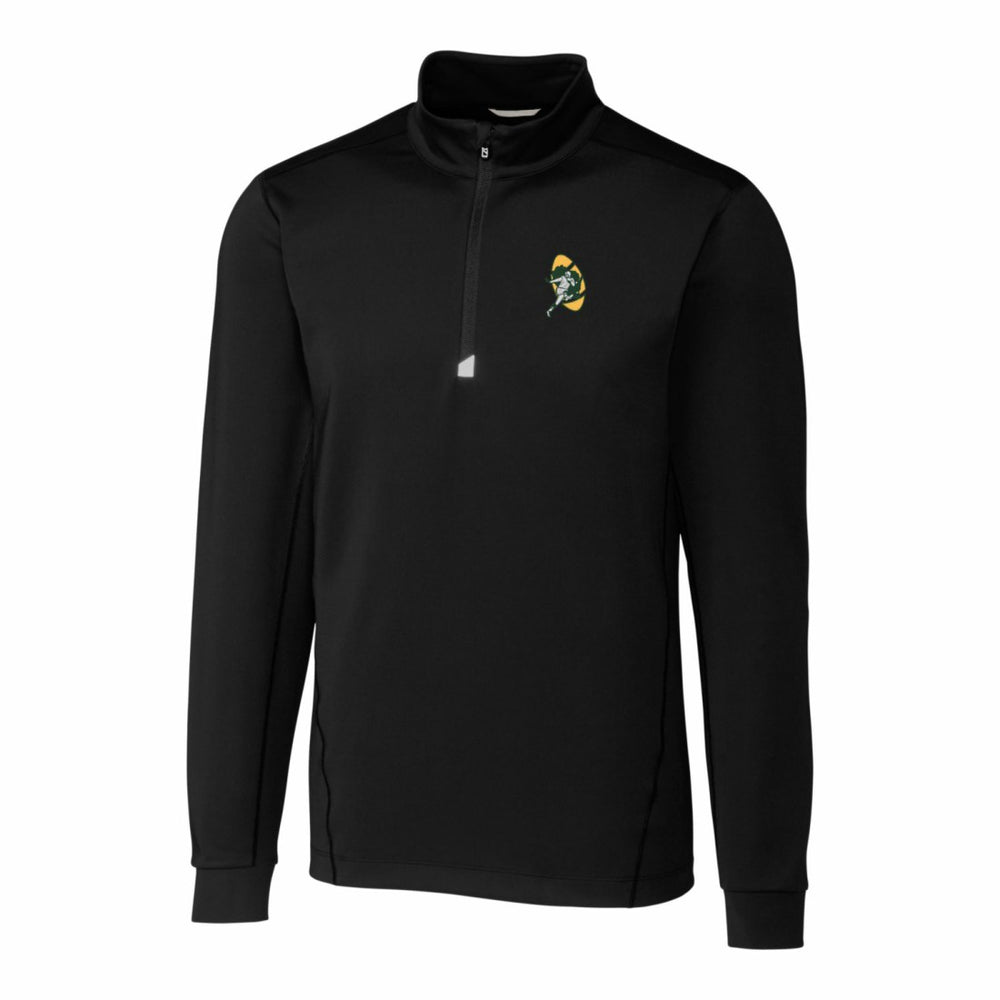 Green Bay Packers Cutter & Buck Throwback Logo Traverse Stretch Quarter-Zip Pullover Top Black | NFL