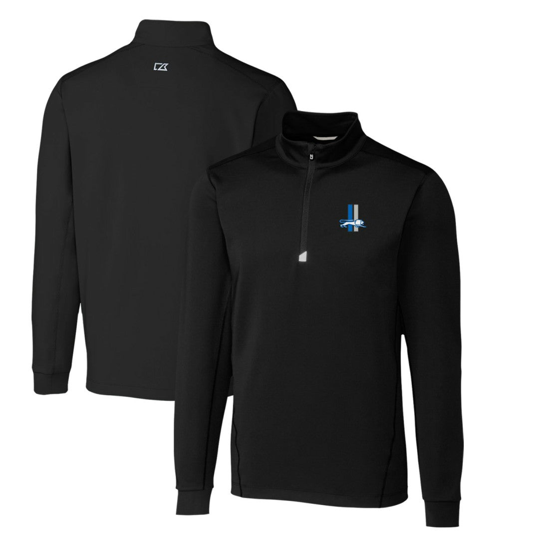 Detroit Lions Cutter & Buck Throwback Logo Traverse Stretch Quarter-Zip Pullover Top Black | NFL