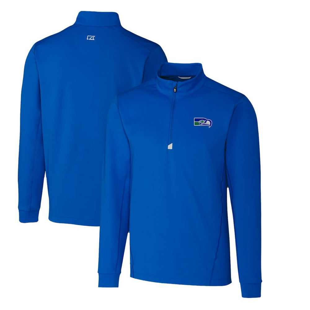 Seattle Seahawks Cutter & Buck Throwback Logo Traverse Stretch Quarter-Zip Pullover Top Royal | NFL