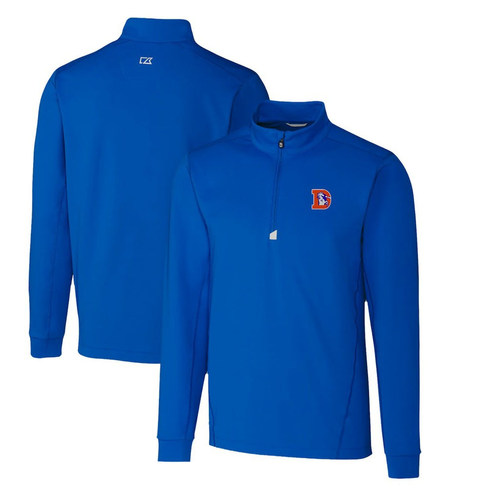 Denver Broncos Cutter & Buck Throwback Logo Traverse Stretch Quarter-Zip Pullover Top Royal | NFL