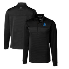 Detroit Lions Cutter & Buck Throwback Logo Traverse Stripe Stretch Quarter-Zip Pullover Top Black | NFL