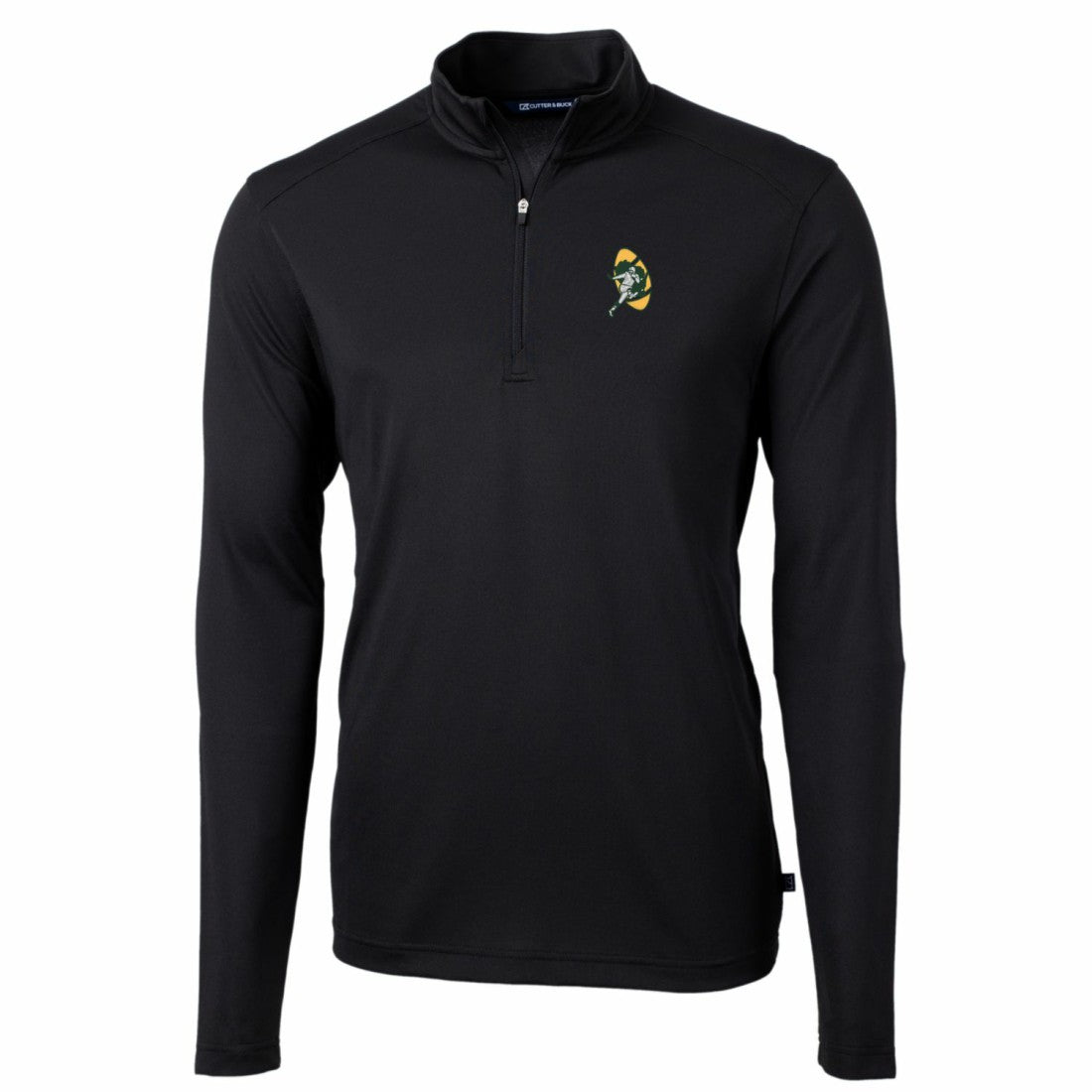 Green Bay Packers Cutter & Buck Throwback Logo Virtue Eco Pique Recycled Quarter-Zip Pullover Top Black | NFL