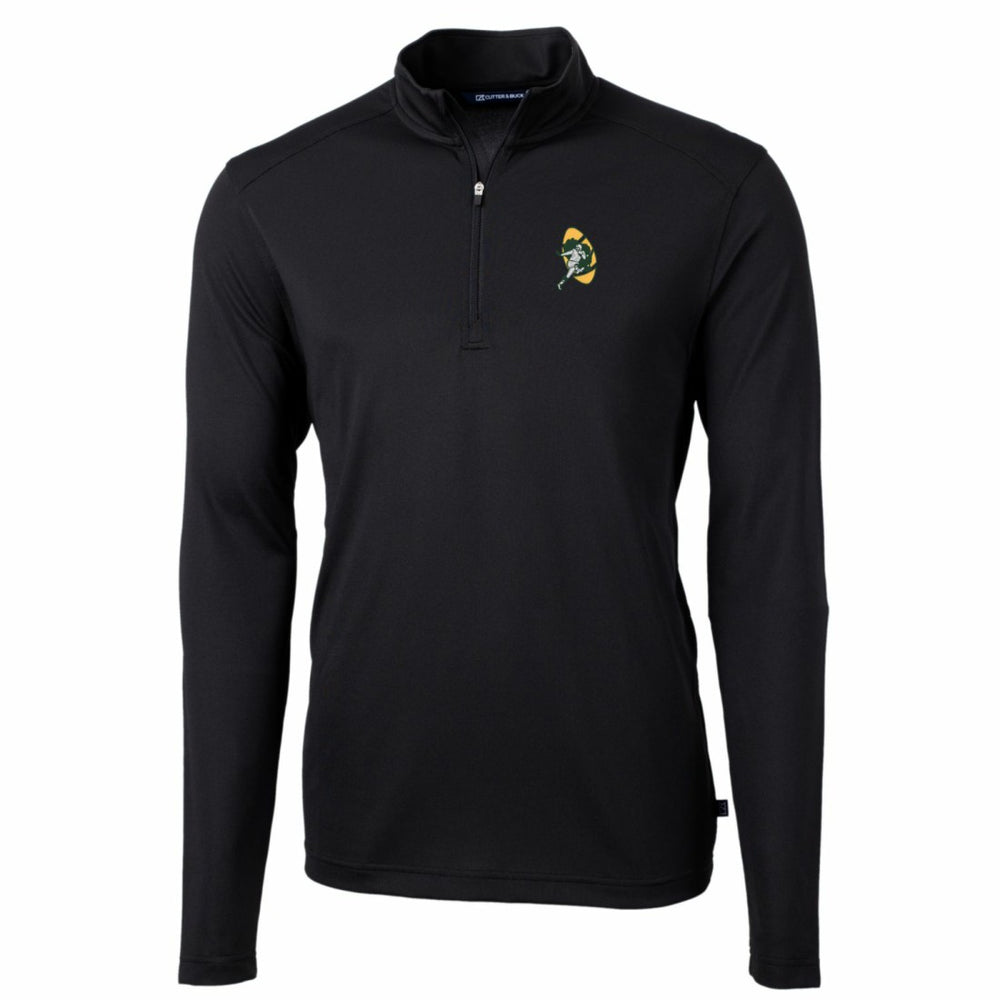 Green Bay Packers Cutter & Buck Throwback Logo Virtue Eco Pique Recycled Quarter-Zip Pullover Top Black | NFL