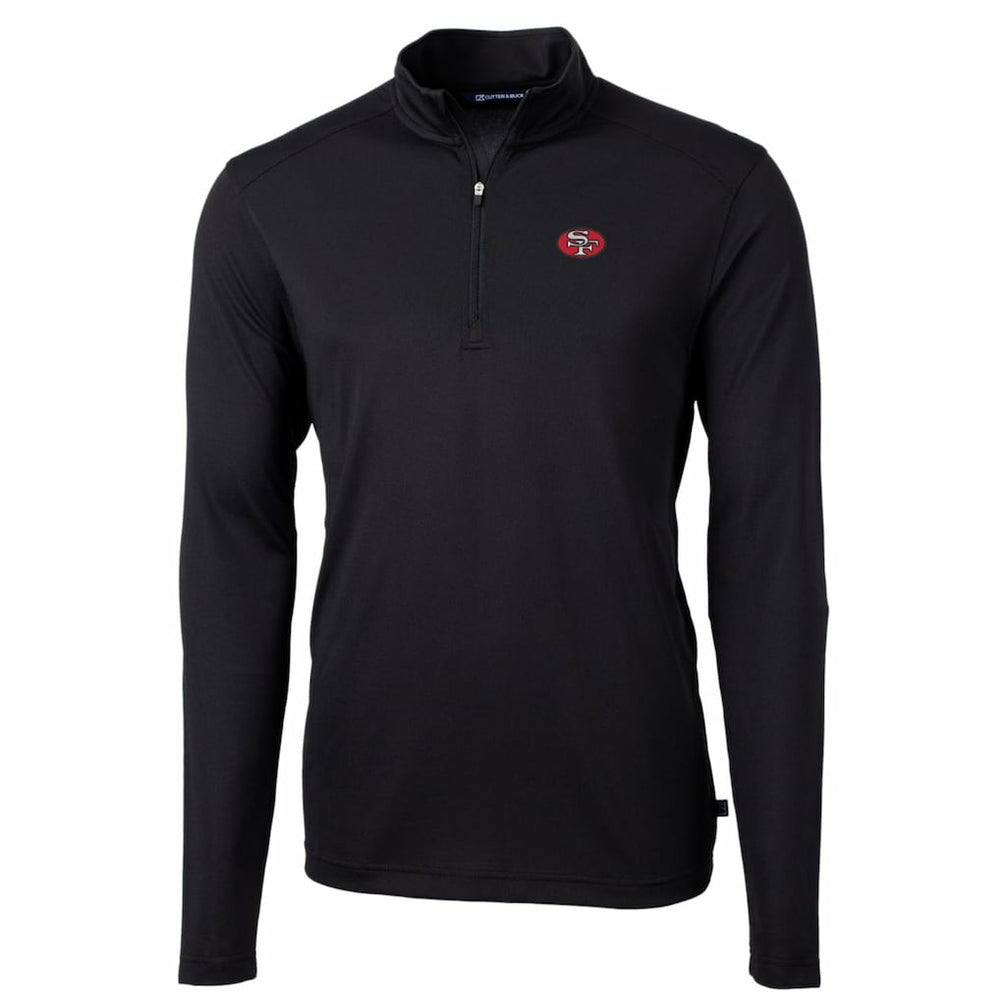 San Francisco 49ers Cutter & Buck Throwback Logo Virtue Eco Pique Recycled Quarter-Zip Pullover Top Black | NFL