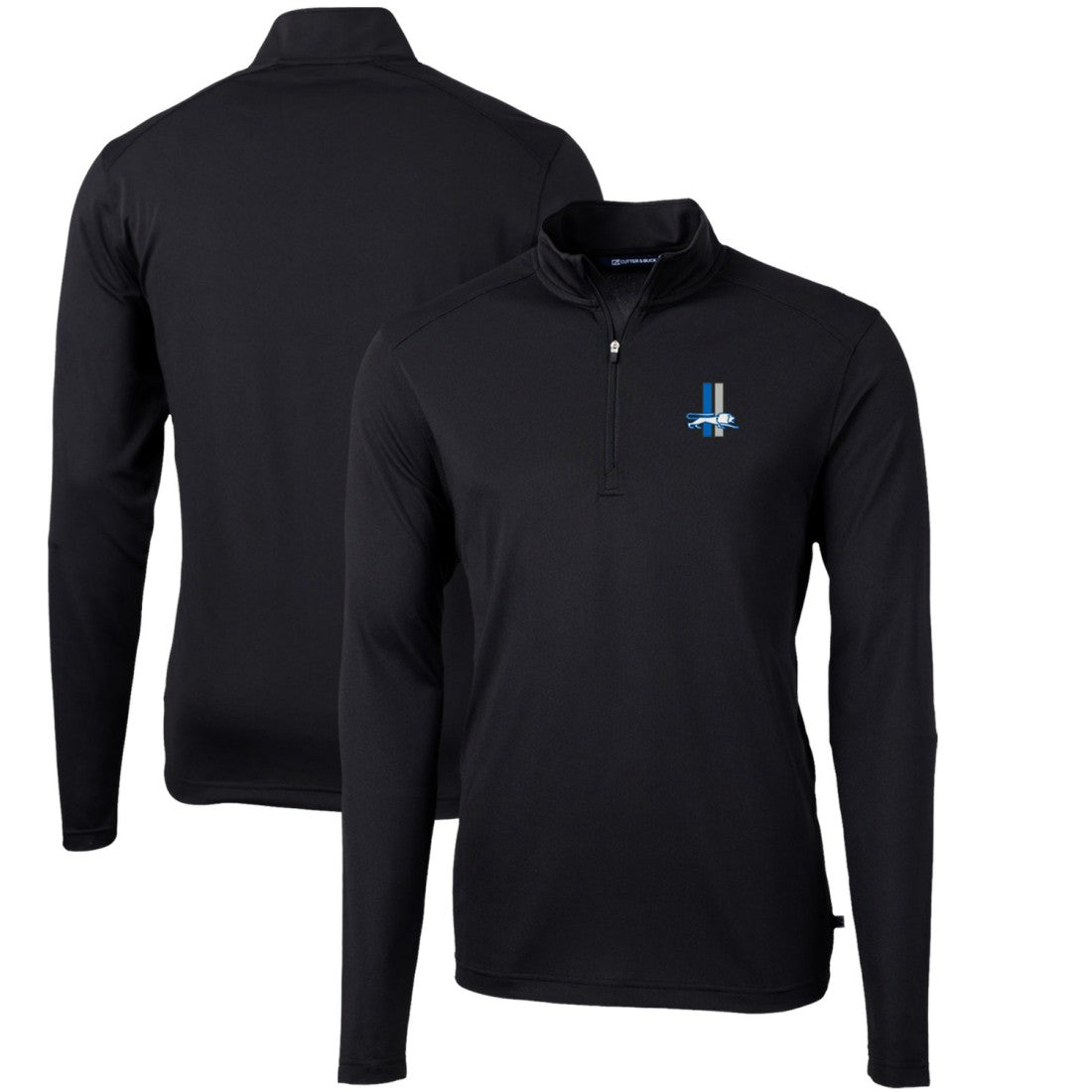 Detroit Lions Cutter & Buck Throwback Logo Virtue Eco Pique Recycled Quarter-Zip Pullover Top Black | NFL