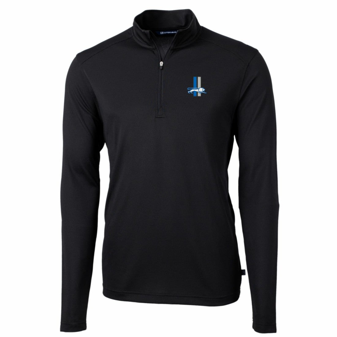 Detroit Lions Cutter & Buck Throwback Logo Virtue Eco Pique Recycled Quarter-Zip Pullover Top Black | NFL
