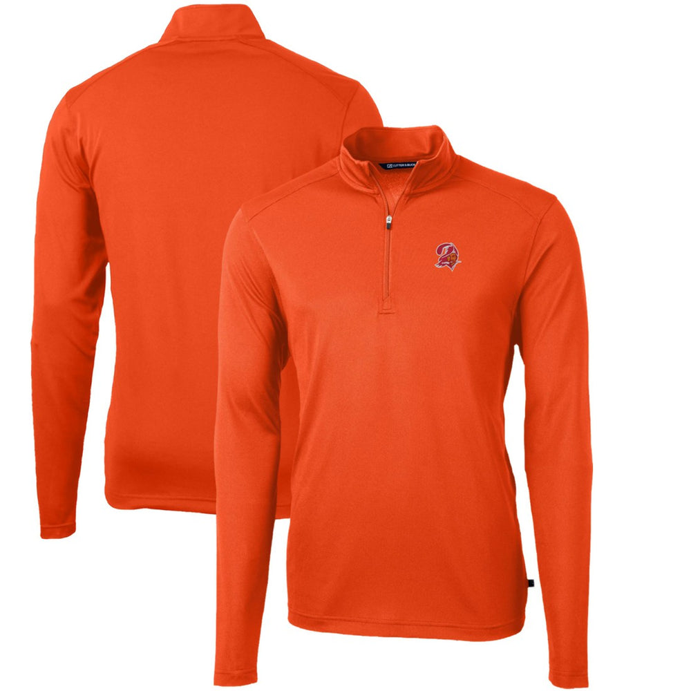 Tampa Bay Buccaneers Cutter & Buck Throwback Logo Virtue Eco Pique Recycled Quarter-Zip Pullover Top Orange | NFL