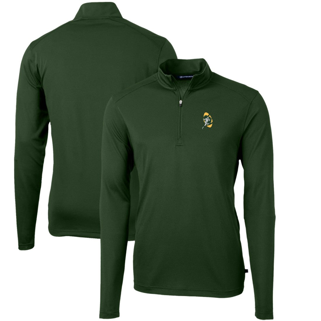 Green Bay Packers Cutter & Buck Throwback Logo Virtue Eco Pique Recycled Quarter-Zip Pullover Top Green | NFL