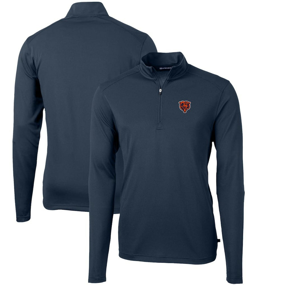 Chicago Bears Cutter & Buck Throwback Logo Virtue Eco Pique Recycled Quarter-Zip Pullover Top Navy | NFL