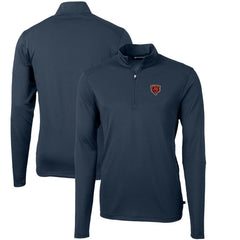 Chicago Bears Cutter & Buck Throwback Logo Virtue Eco Pique Recycled Quarter-Zip Pullover Top Navy | NFL