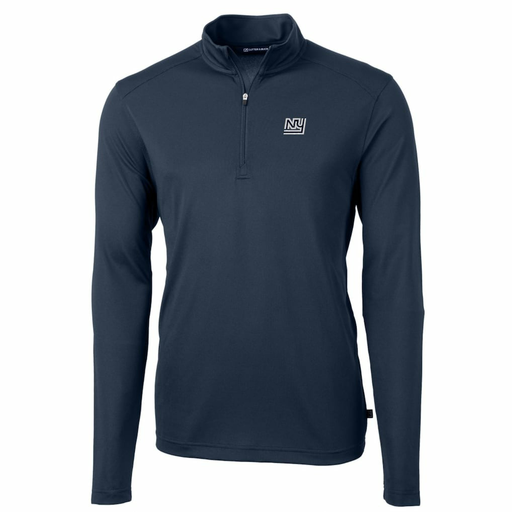 New York Giants Cutter & Buck Throwback Logo Virtue Eco Pique Recycled Quarter-Zip Pullover Top Navy | NFL