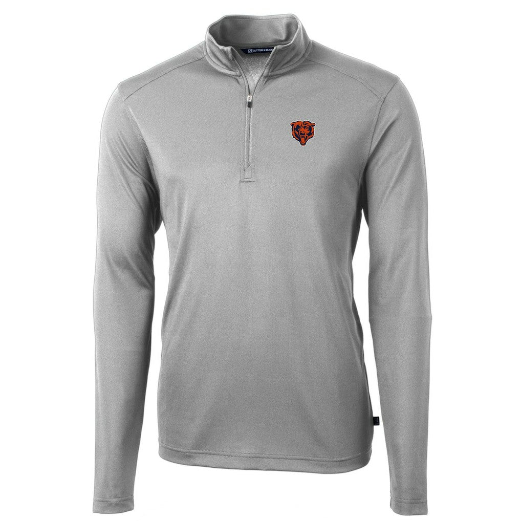 Chicago Bears Cutter & Buck Throwback Logo Virtue Eco Pique Recycled Quarter-Zip Pullover Top Gray | NFL