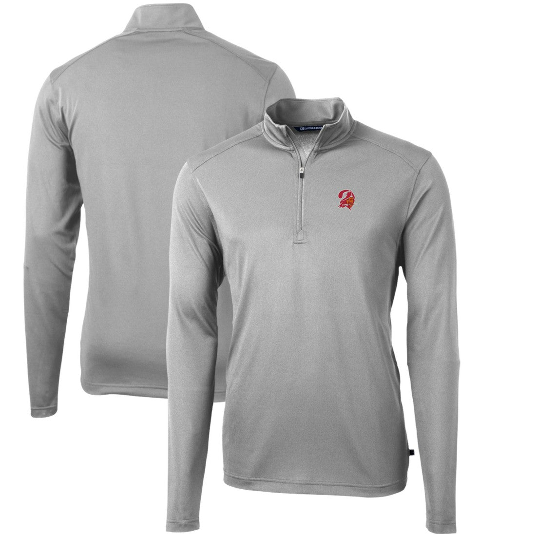 Tampa Bay Buccaneers Cutter & Buck Throwback Logo Virtue Eco Pique Recycled Quarter-Zip Pullover Top Gray | NFL