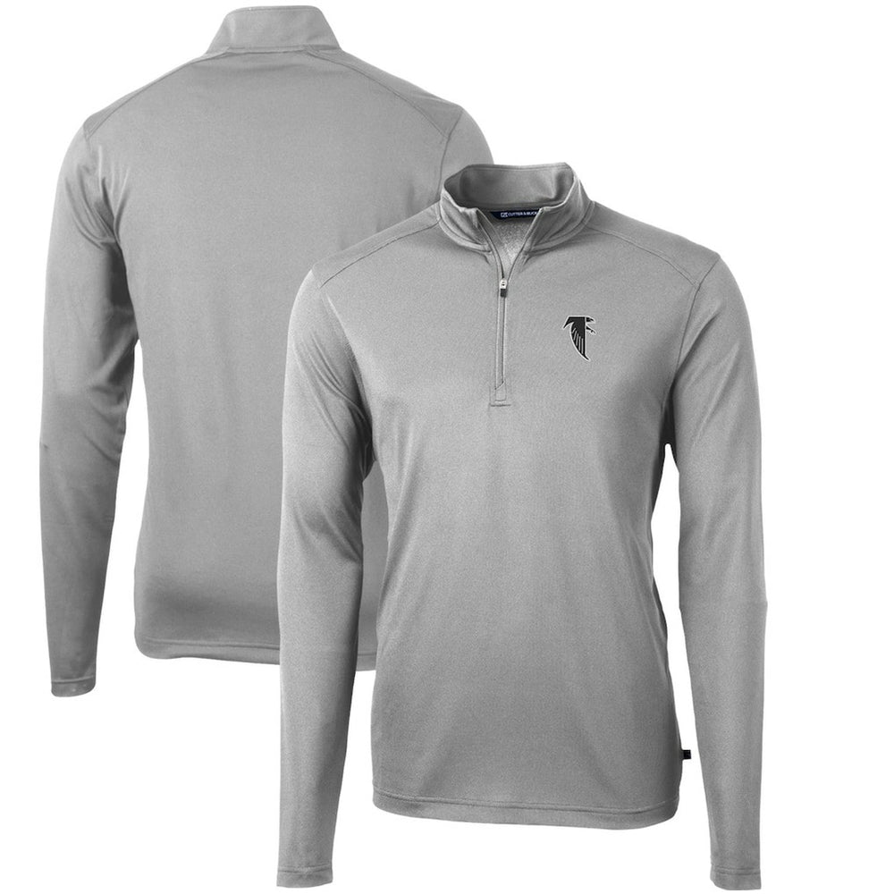 Atlanta Falcons Cutter & Buck Throwback Logo Virtue Eco Pique Recycled Quarter-Zip Pullover Top Gray | NFL