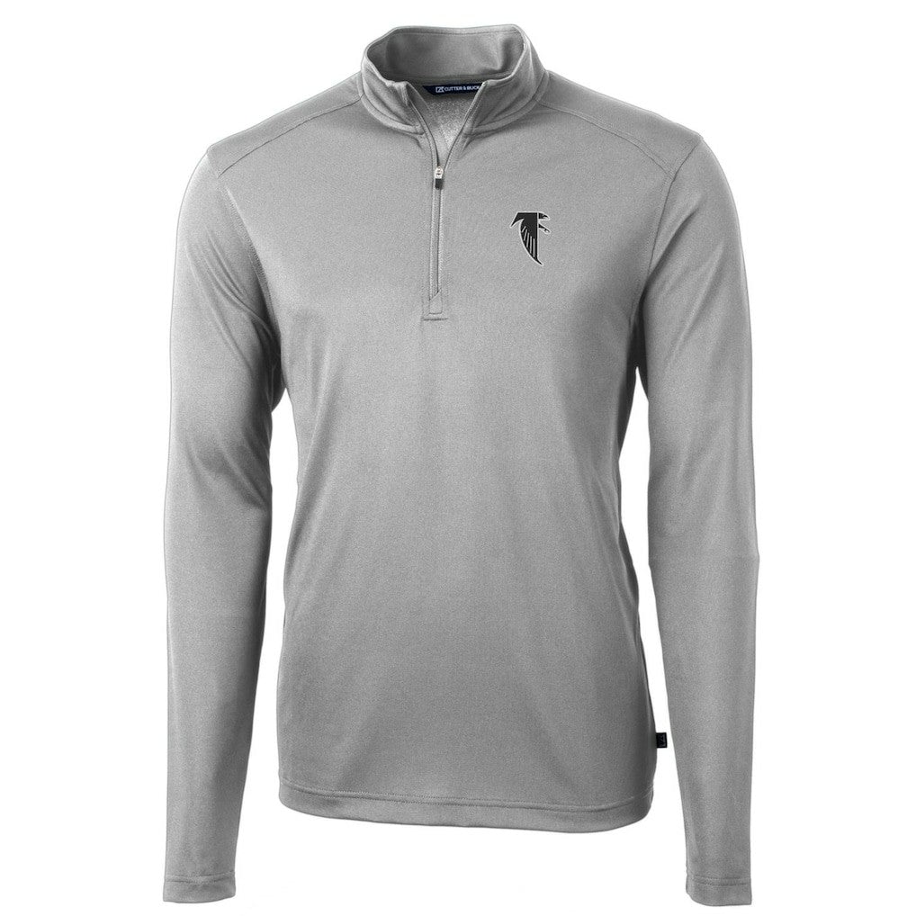 Atlanta Falcons Cutter & Buck Throwback Logo Virtue Eco Pique Recycled Quarter-Zip Pullover Top Gray | NFL