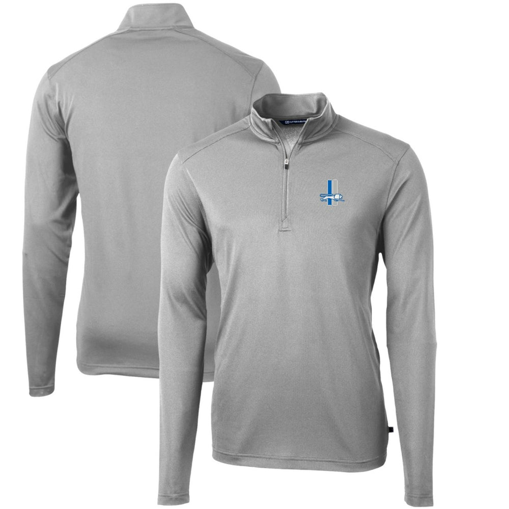Detroit Lions Cutter & Buck Throwback Logo Virtue Eco Pique Recycled Quarter-Zip Pullover Top Gray | NFL