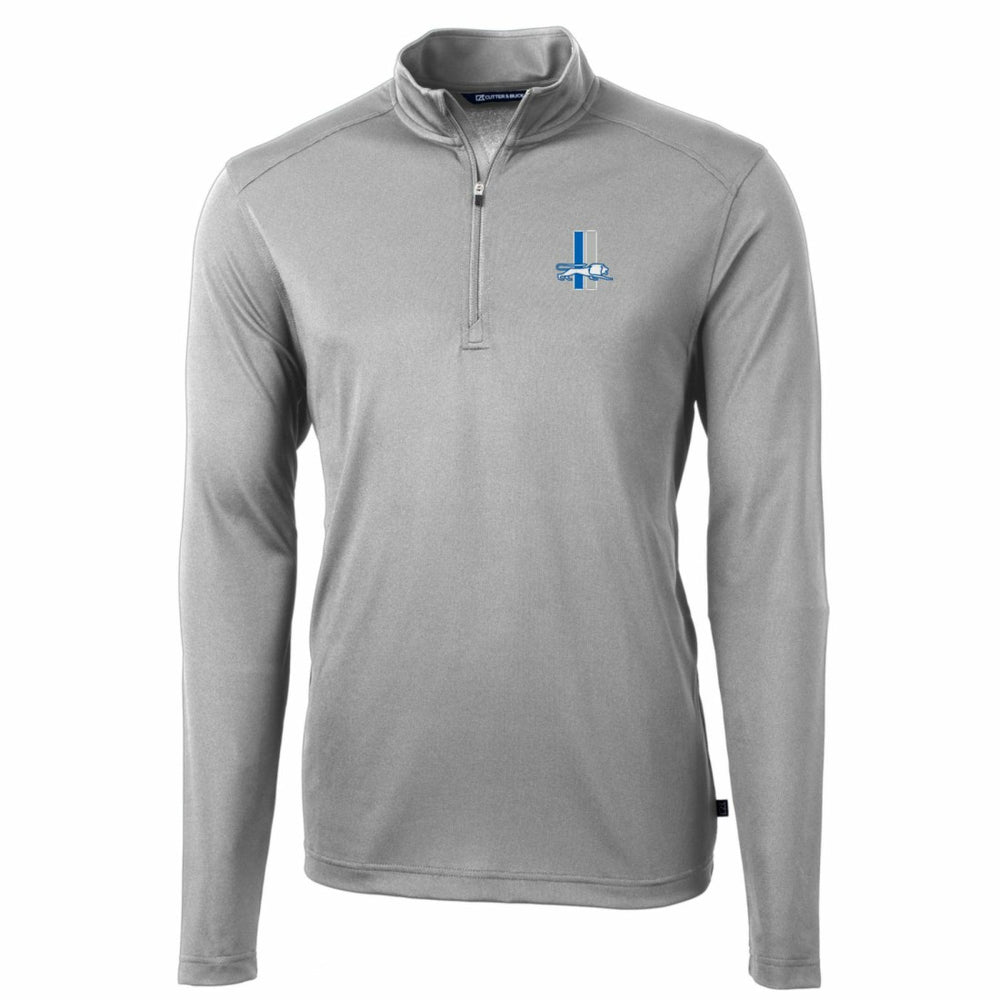 Detroit Lions Cutter & Buck Throwback Logo Virtue Eco Pique Recycled Quarter-Zip Pullover Top Gray | NFL