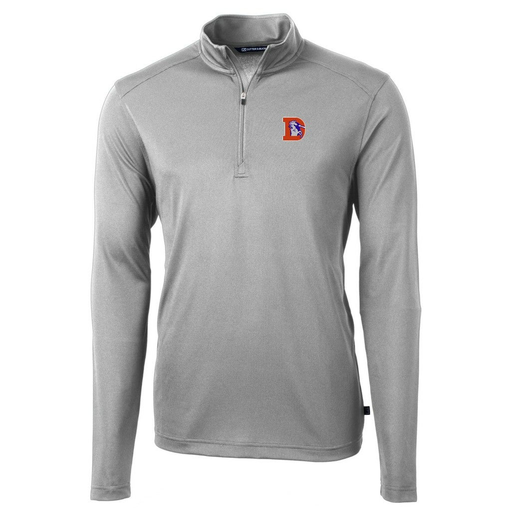 Denver Broncos Cutter & Buck Throwback Logo Virtue Eco Pique Recycled Quarter-Zip Pullover Top Gray | NFL