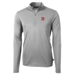 Denver Broncos Cutter & Buck Throwback Logo Virtue Eco Pique Recycled Quarter-Zip Pullover Top Gray | NFL