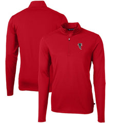 Atlanta Falcons Cutter & Buck Throwback Logo Virtue Eco Pique Recycled Quarter-Zip Pullover Top Red | NFL