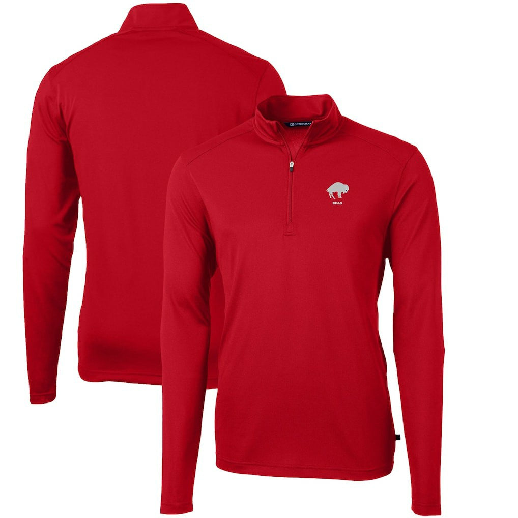 Buffalo Bills Cutter & Buck Throwback Logo Virtue Eco Pique Recycled Quarter-Zip Pullover Top Red | NFL
