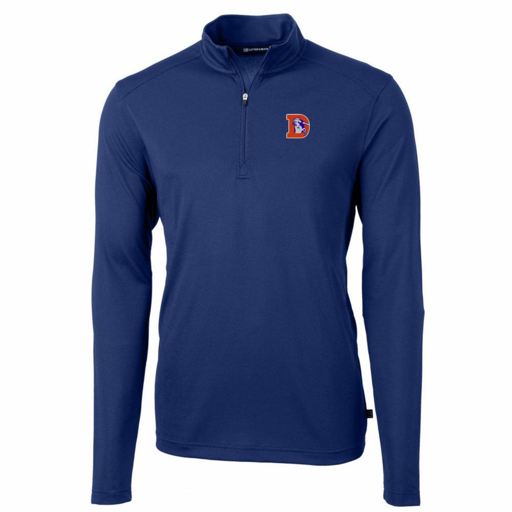 Denver Broncos Cutter & Buck Throwback Logo Virtue Eco Pique Recycled Quarter-Zip Pullover Top Royal | NFL