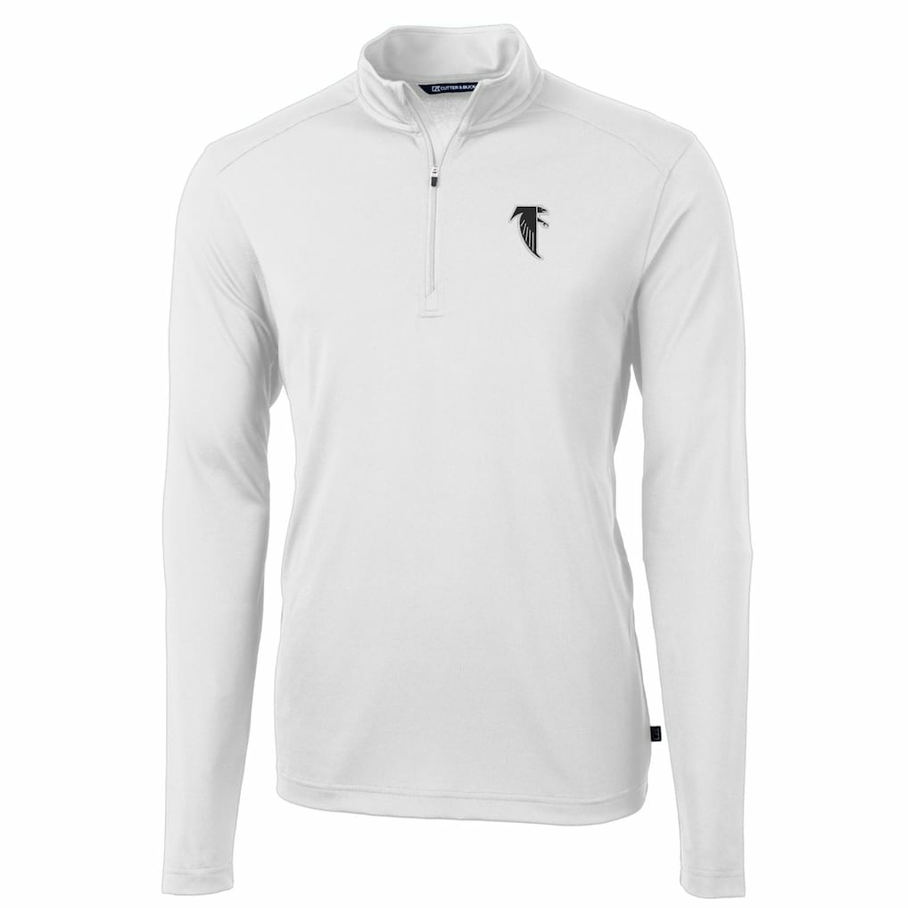 Atlanta Falcons Cutter & Buck Throwback Logo Virtue Eco Pique Recycled Quarter-Zip Pullover Top White | NFL