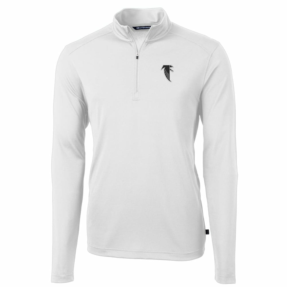 Atlanta Falcons Cutter & Buck Throwback Logo Virtue Eco Pique Recycled Quarter-Zip Pullover Top White | NFL