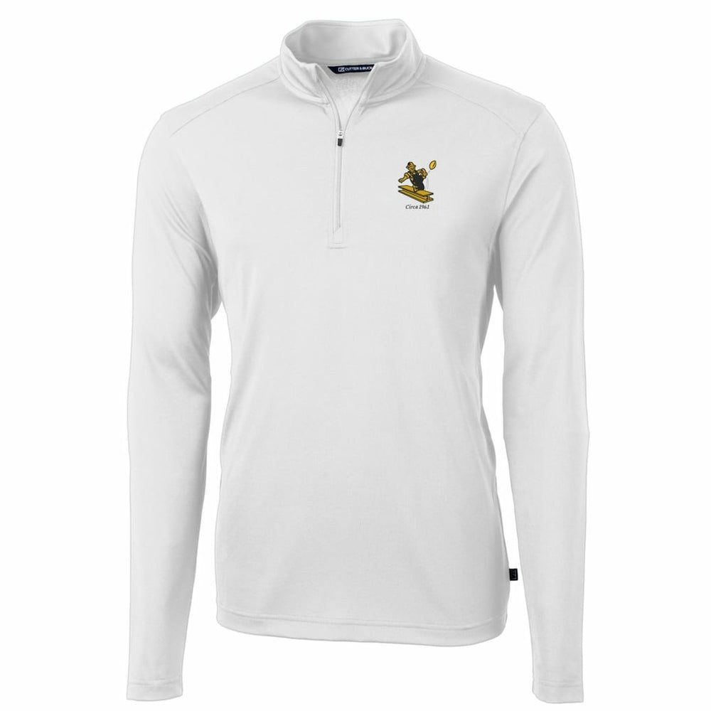 Pittsburgh Steelers Cutter & Buck Throwback Logo Virtue Eco Pique Recycled Quarter-Zip Pullover Top White | NFL