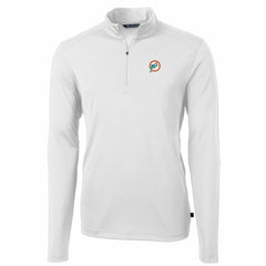Miami Dolphins Cutter & Buck Throwback Logo Virtue Eco Pique Recycled Quarter-Zip Pullover Top White | NFL