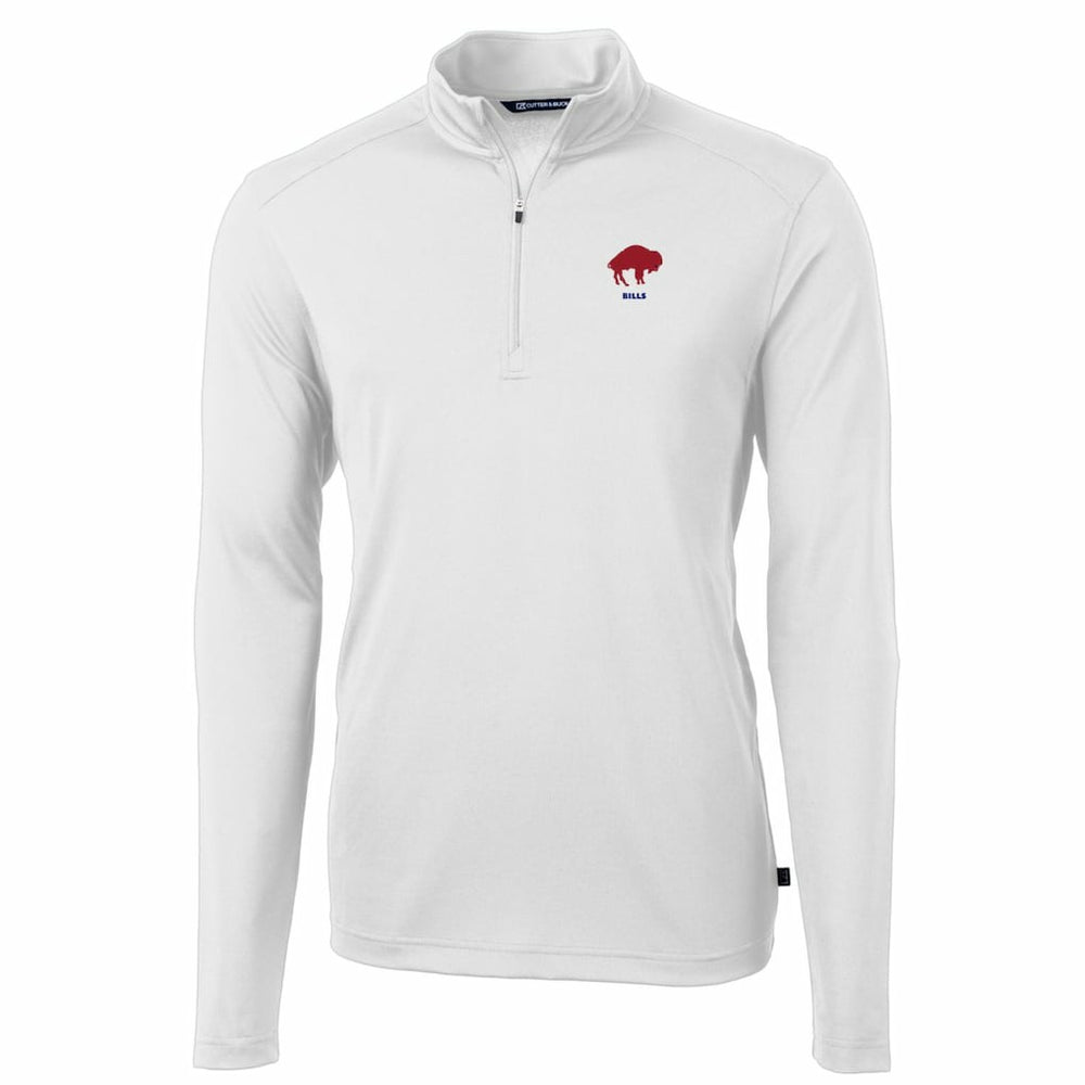 Buffalo Bills Cutter & Buck Throwback Logo Virtue Eco Pique Recycled Quarter-Zip Pullover Top White | NFL
