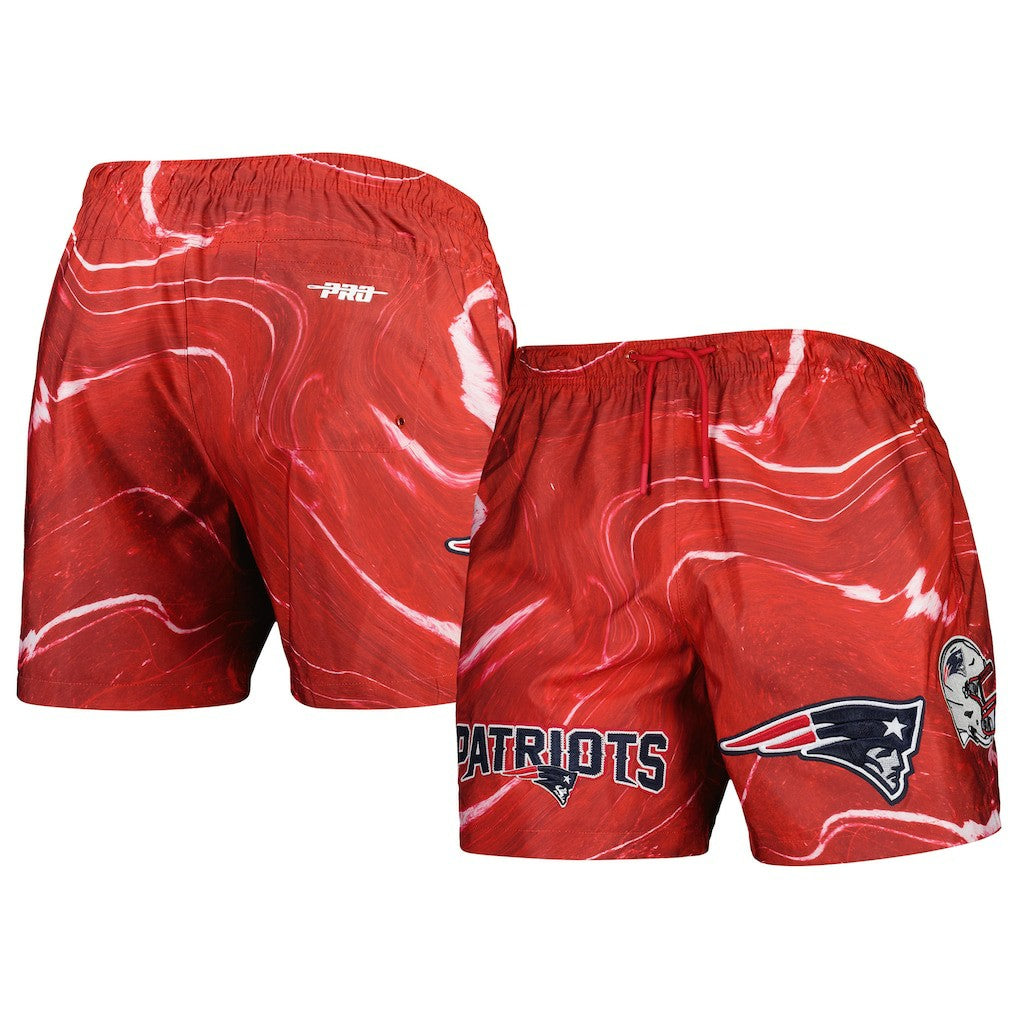New England Patriots Pro Standard Allover Marble Print Shorts Red | NFL