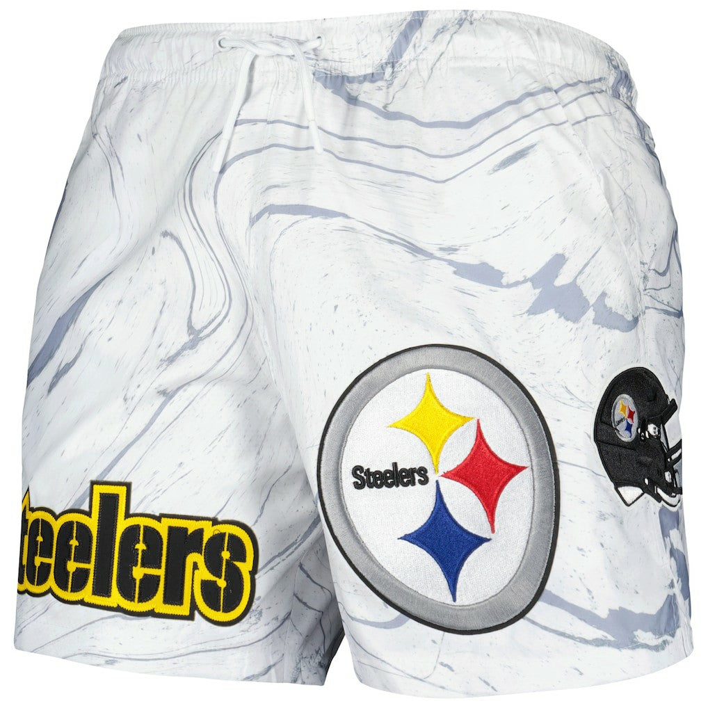 Pittsburgh Steelers Pro Standard Allover Marble Print Shorts White | NFL