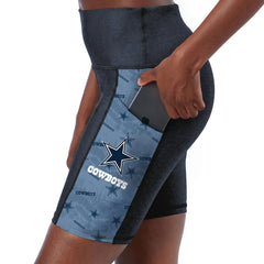 Dallas Cowboys Certo Women's High Waist Two-Pocket Biker Shorts Navy | NFL