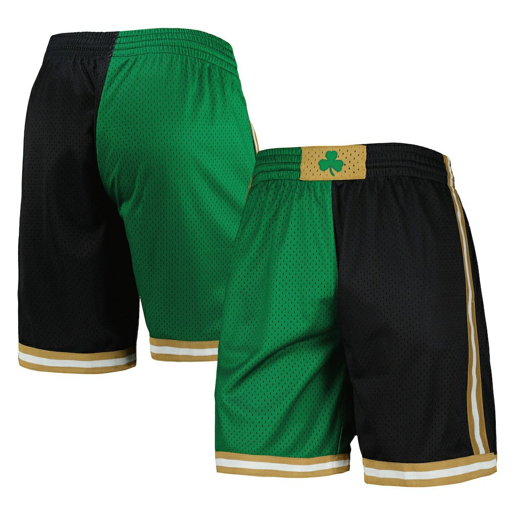 Boston Celtics Hardwood Classics 2007 Split Swingman Shorts Kelly Green/Black - NBA