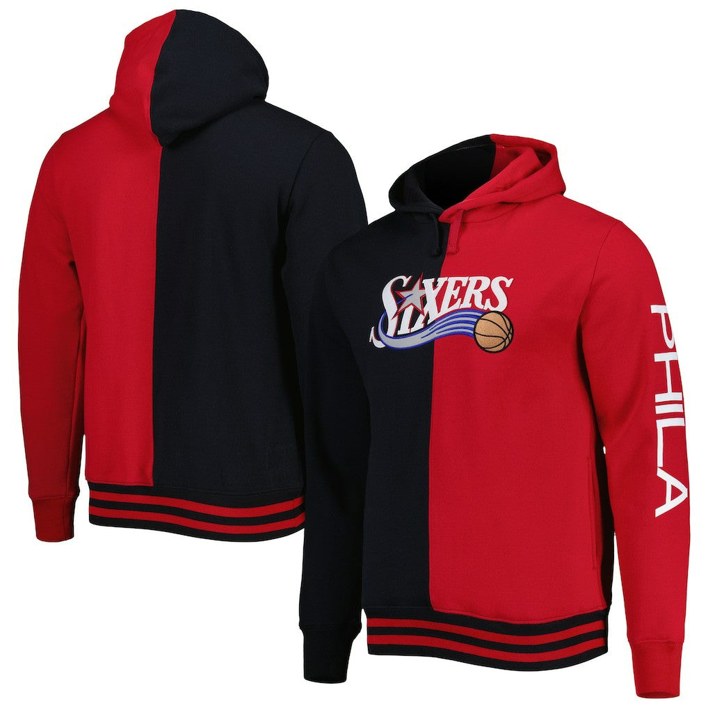 Philadelphia 76ers Hardwood Classics Split Pullover Hoodie Black/Red - NBA